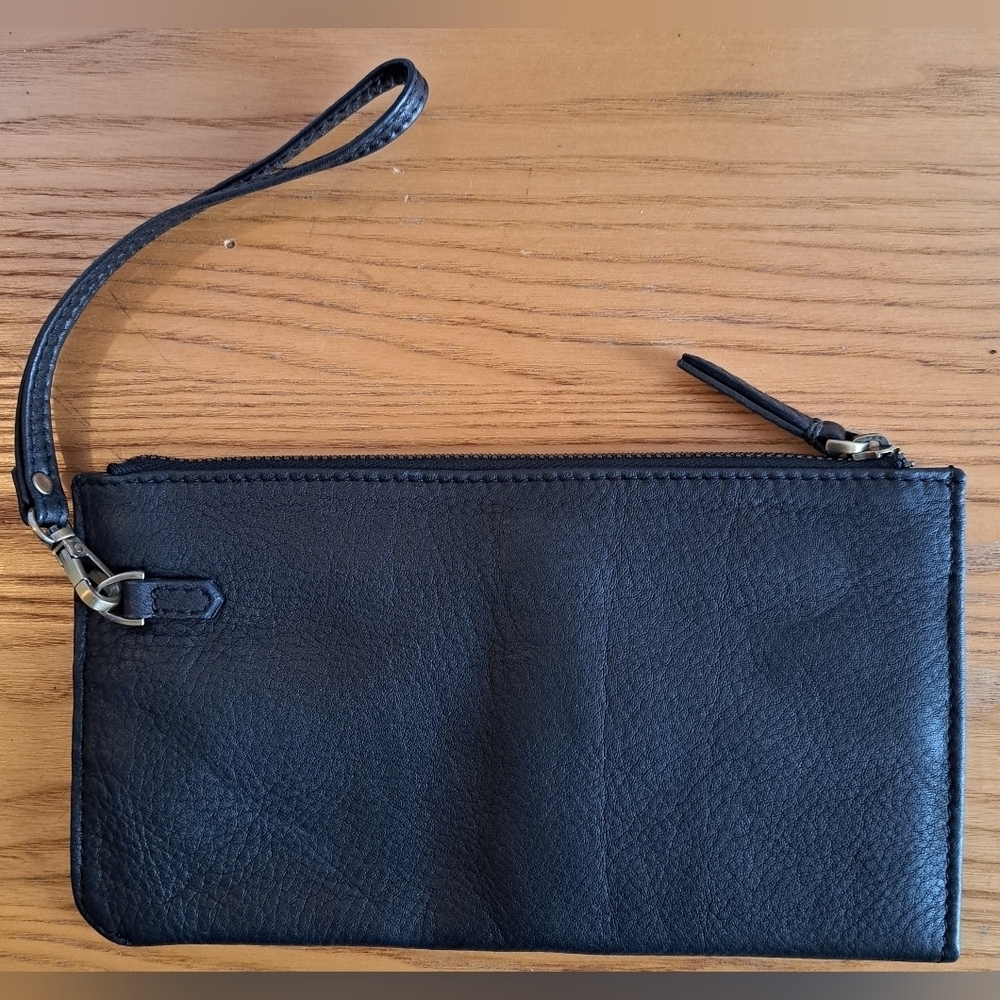 Nwot Sapahn Black Leather Casual Everyday Boho Wristlet Purse W/ Built-In Wallet — image 2 of 8